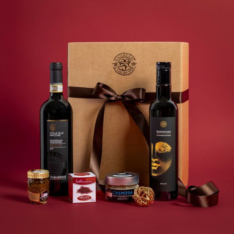 Cesto natale vino e olio extravergine di oliva